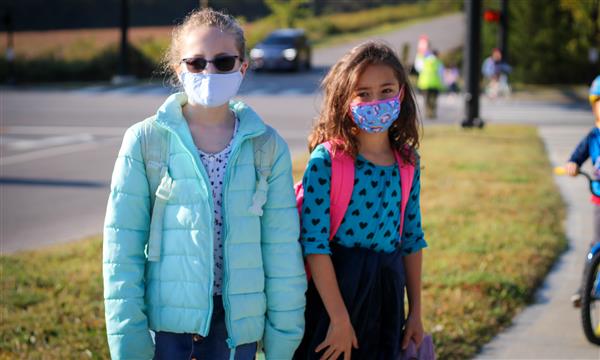 Students walk to school